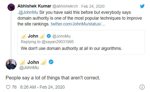 Google doesn't use DA (domain authority) metric in their algorithms