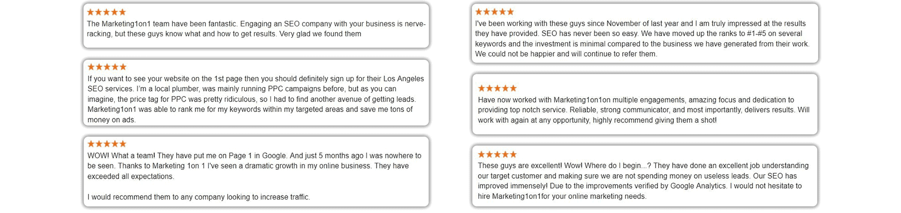 Marketing1on1 Reviews and Testimonials